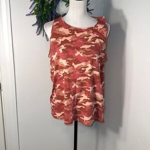 Old‎ Navy, L, pink tan brown camo print tank top 100%Cotton Costal Cowgirl Y2K